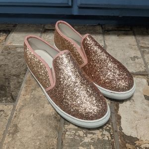 Anna Women's 7 Champagne Glitter Slip On Shoes